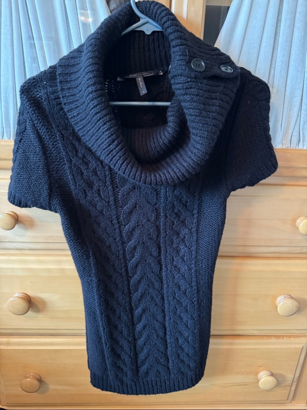 BCBGMaxAzria Black Cable-Knit Cowl Neck Sweater